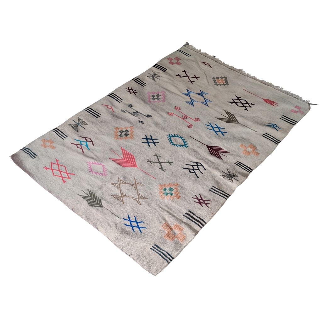 Tapis berbère symboles épars écru 105x170 cm