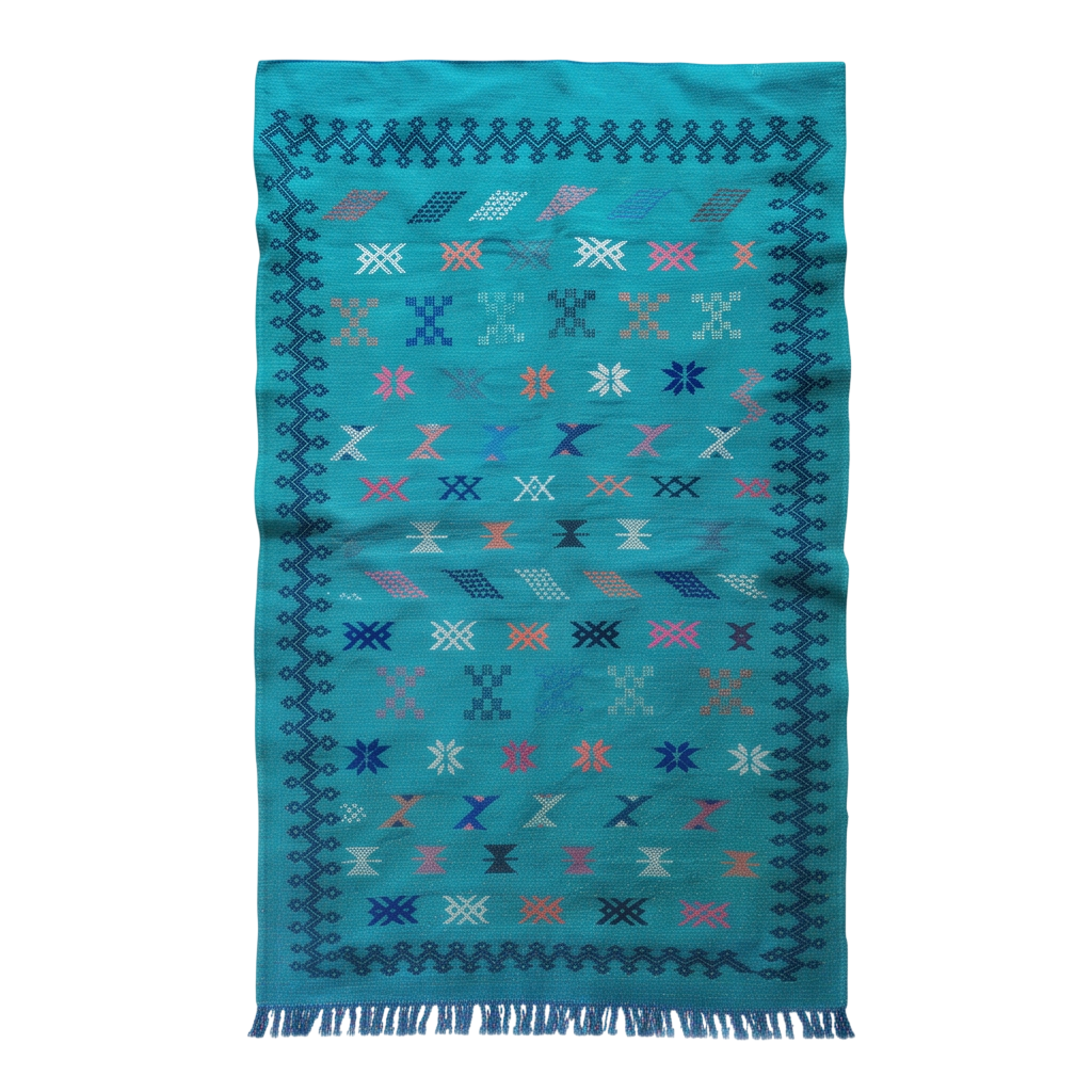 Tapis berbère bleu turquoise kilim 95x160 cm