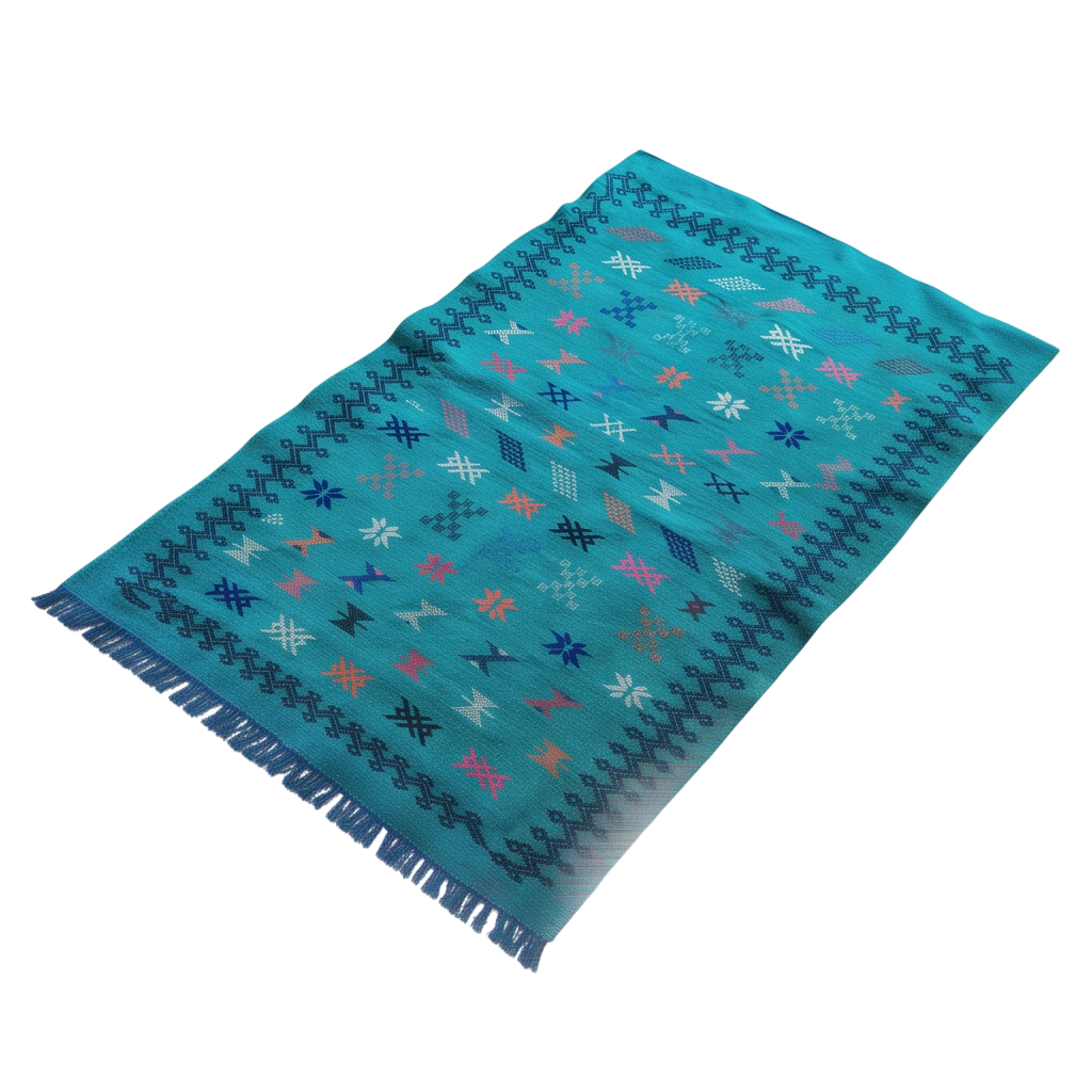 Tapis berbère bleu turquoise kilim 95x160 cm