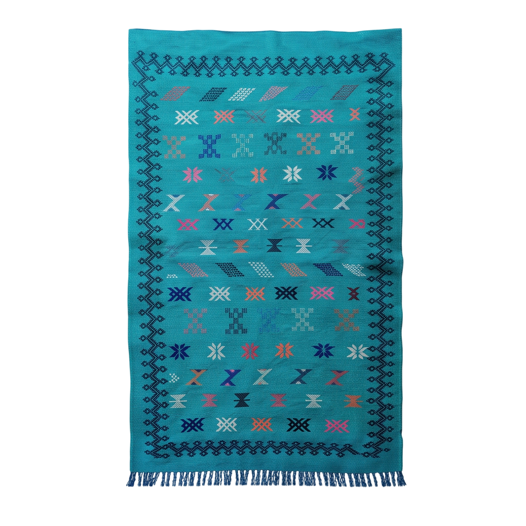 Tapis berbère bleu turquoise kilim 95x160 cm