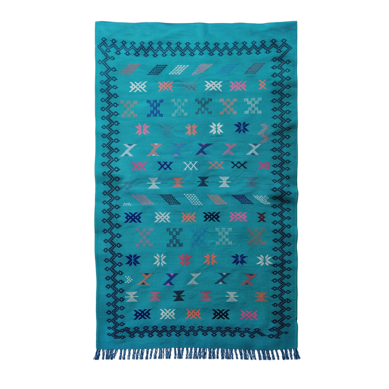 Tapis berbère bleu turquoise kilim 95x160 cm