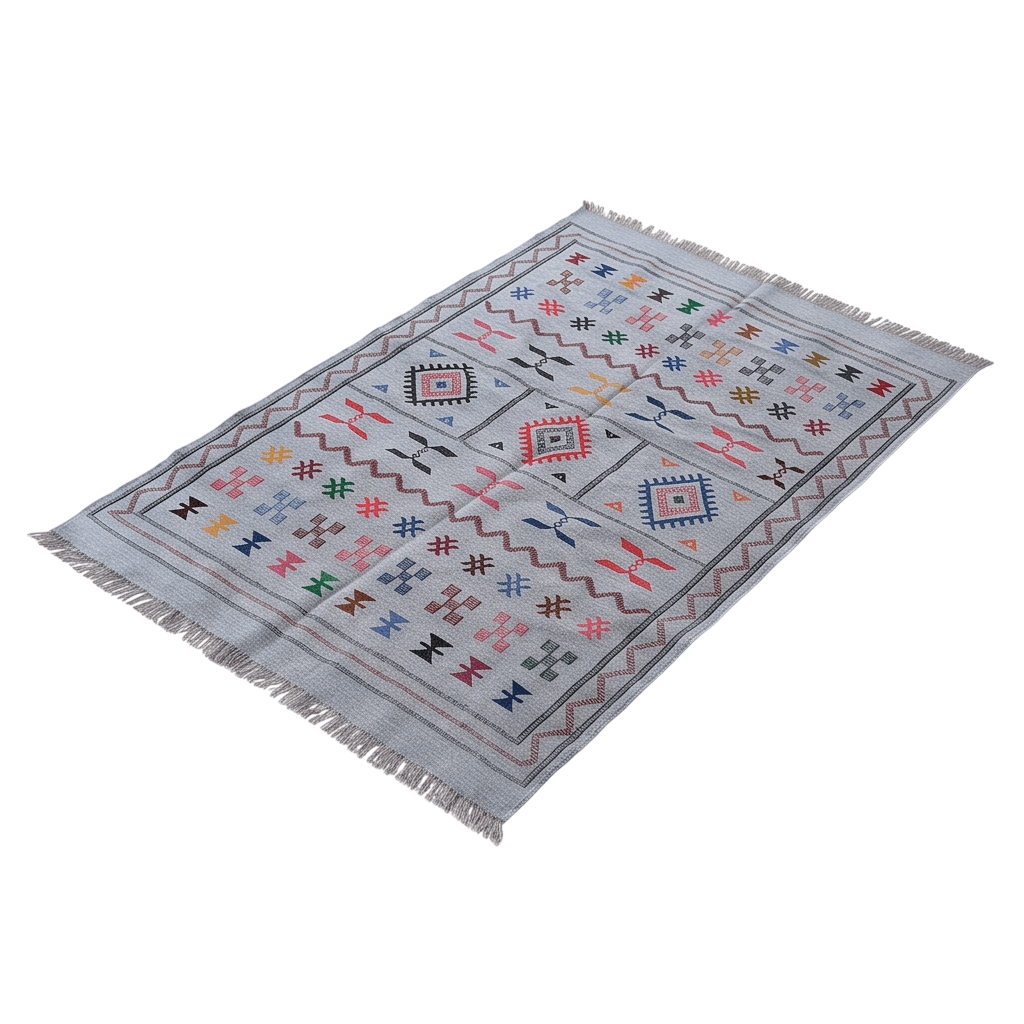 Tapis berbère gris médaillons losanges