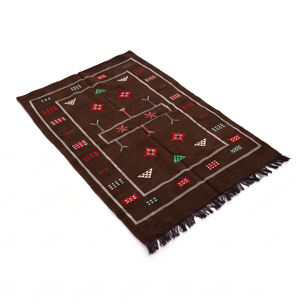 Tapis berbère brun médaillon central 100x150 cm