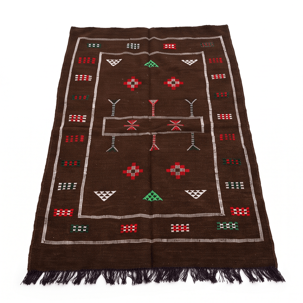 Tapis berbère brun médaillon central 100x150 cm