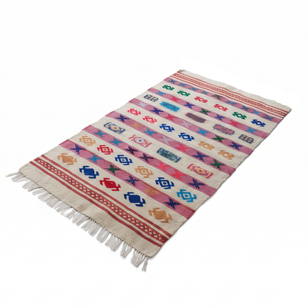 Tapis berbère multicolore kilim 90x140 cm