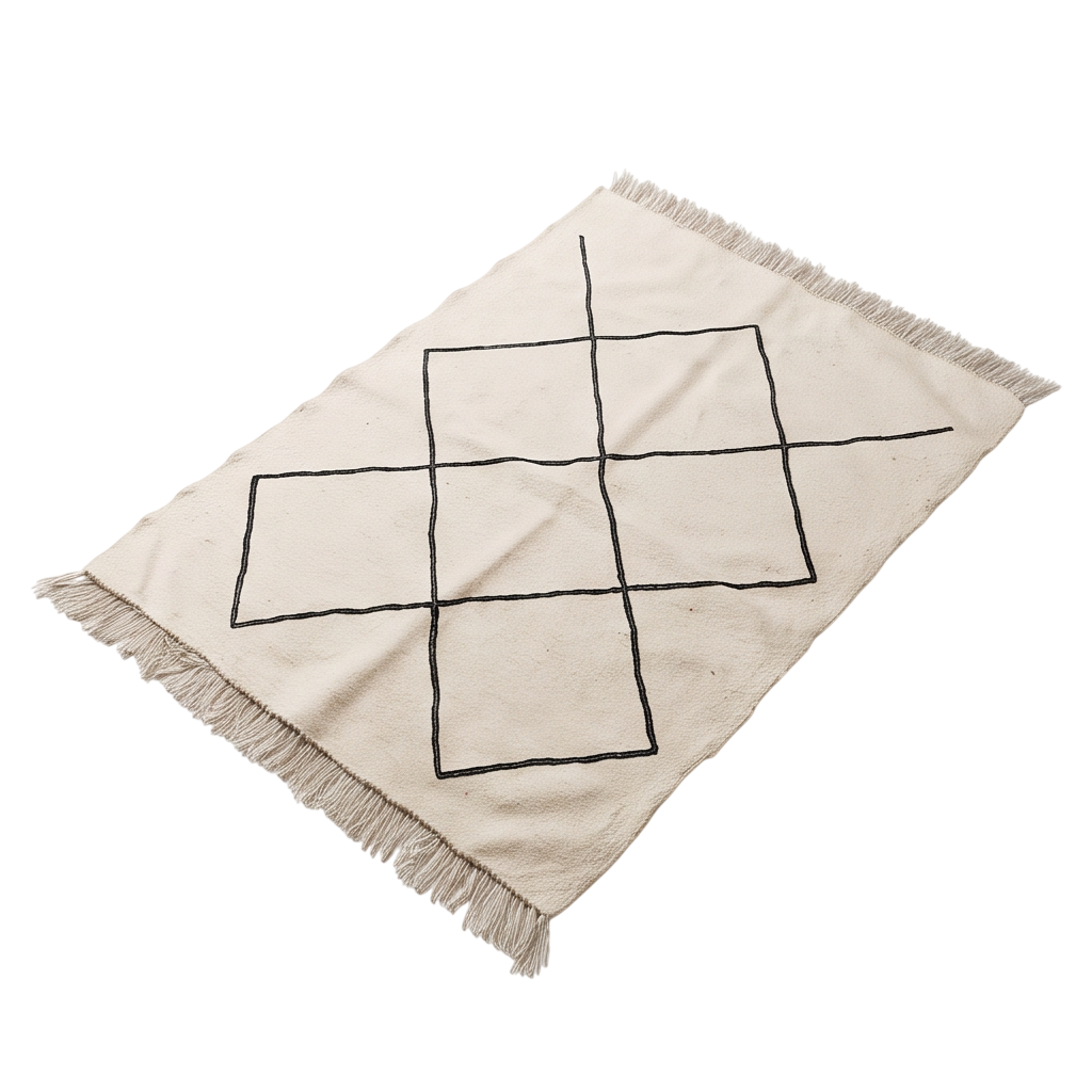 Tapis berbère minimaliste écru et noir 105x140 cm