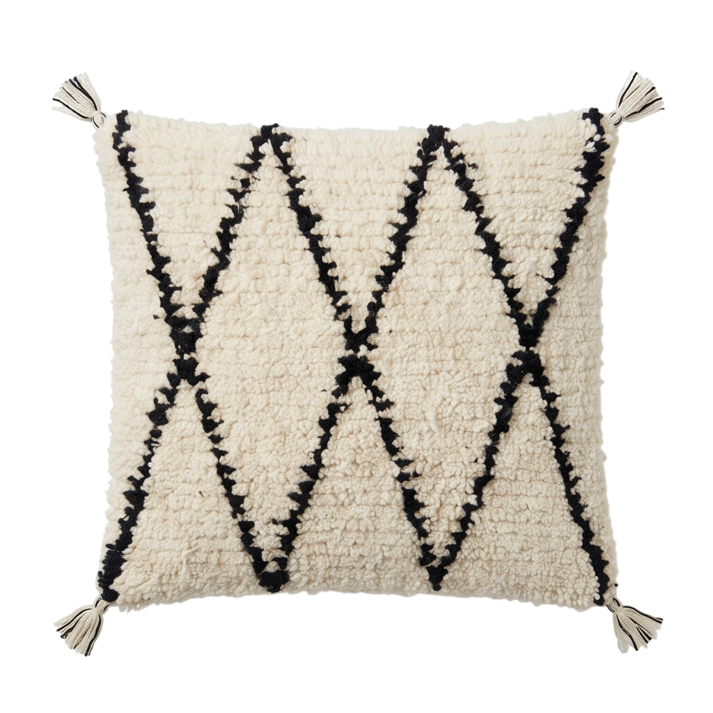 Coussin Béni Ouarain à losanges noirs