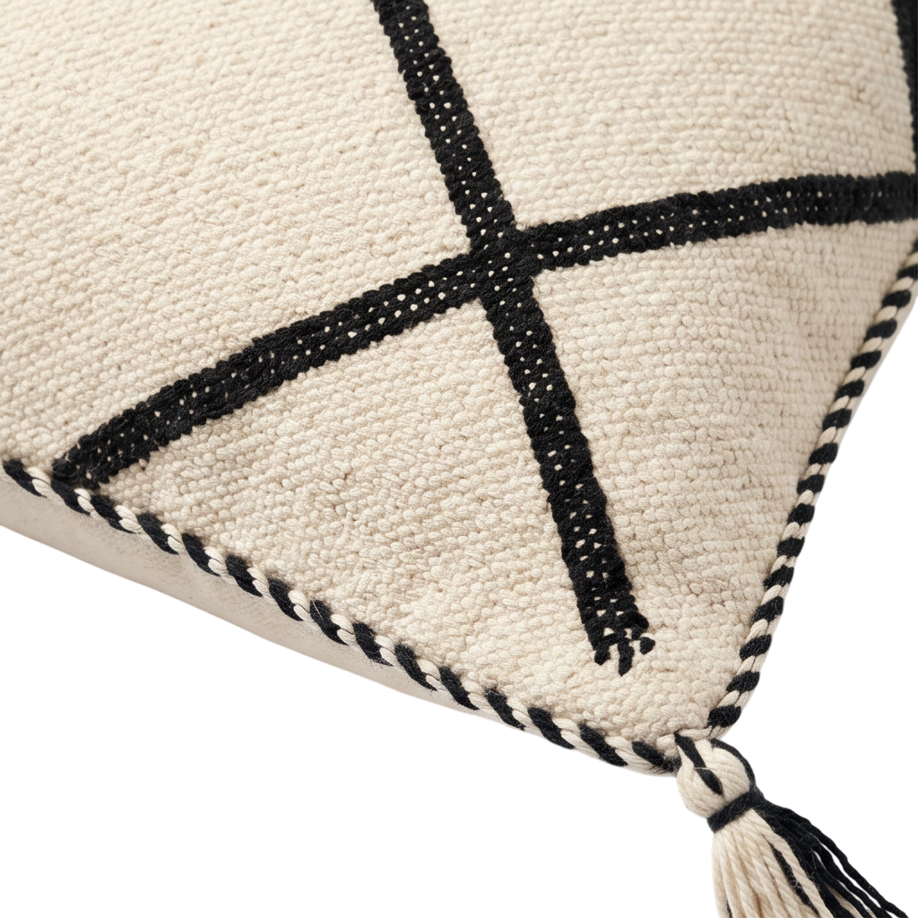 Coussin Kilim berbère blanc et noir