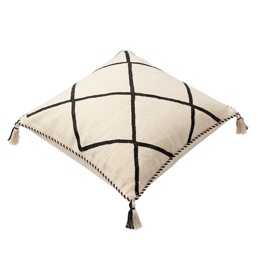 Coussin Kilim berbère blanc et noir