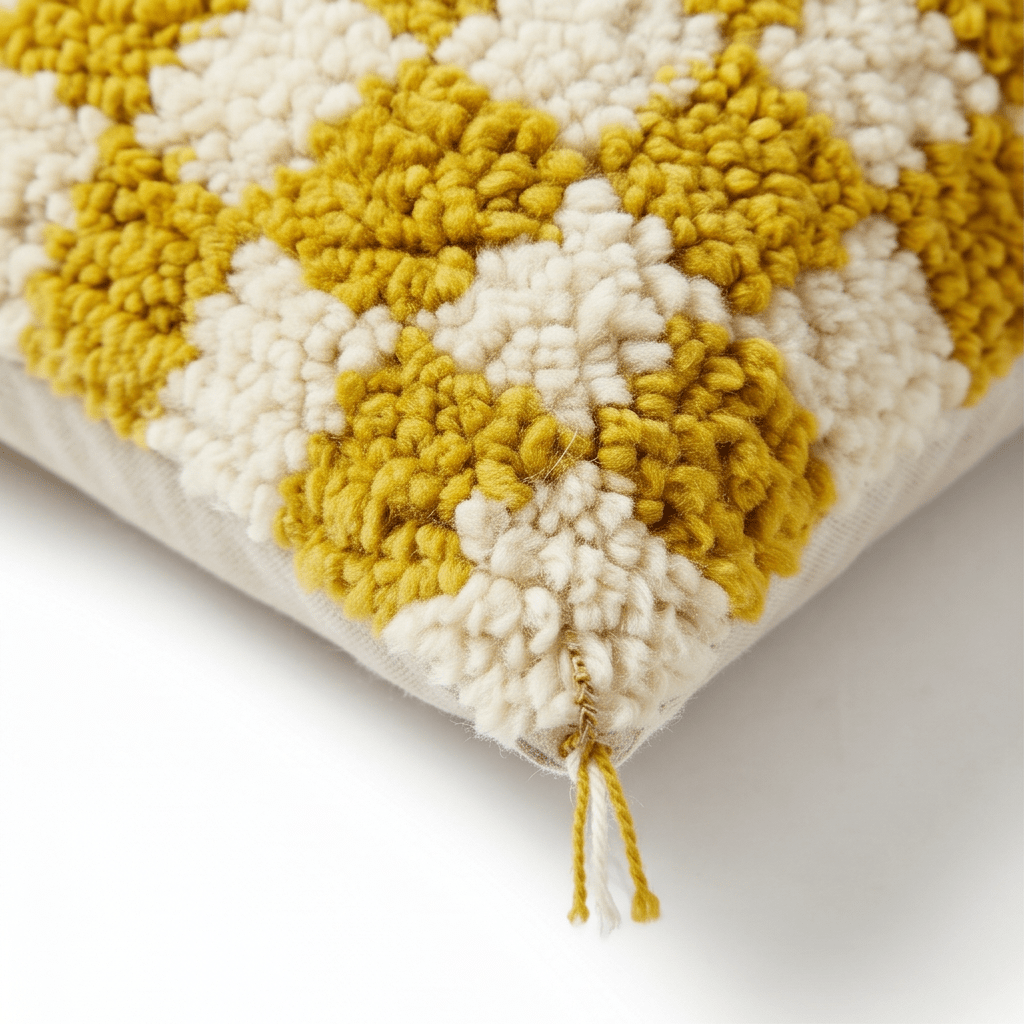 Coussin berbère damier jaune