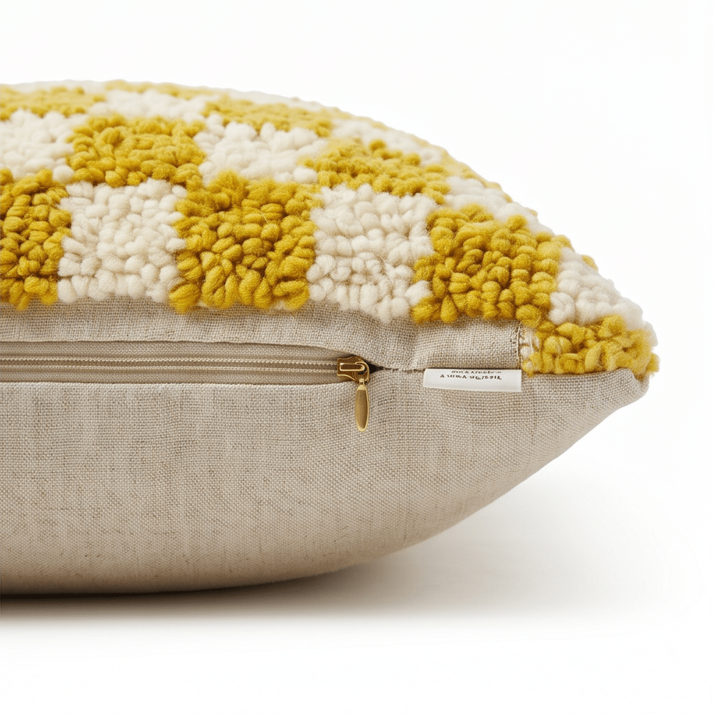 Coussin berbère damier jaune