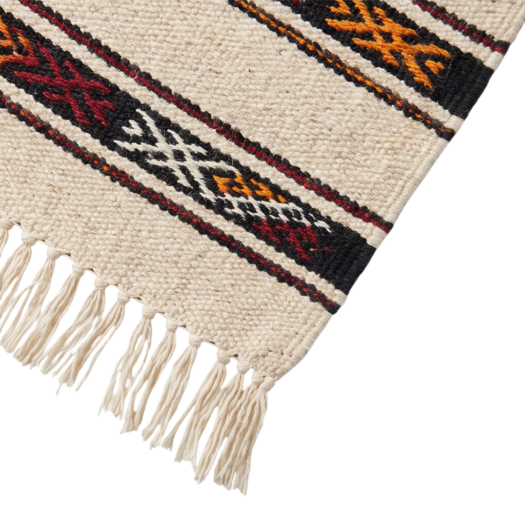 Tapis berbère écru rayures ocre berbère 75x130 cm
