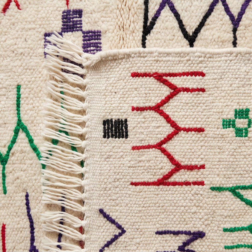 Tapis berbère écru rayures brisées