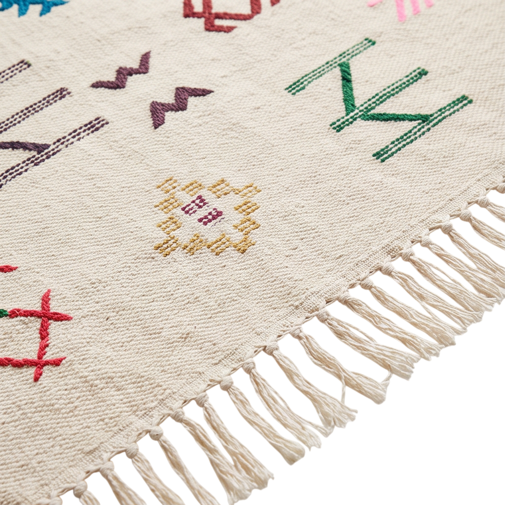 Tapis berbère écru signes tribaux 95x150 cm