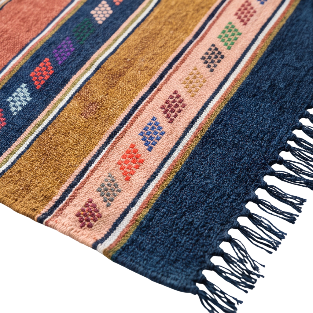 Tapis berbère bleu marine et terracotta 105x155 cm