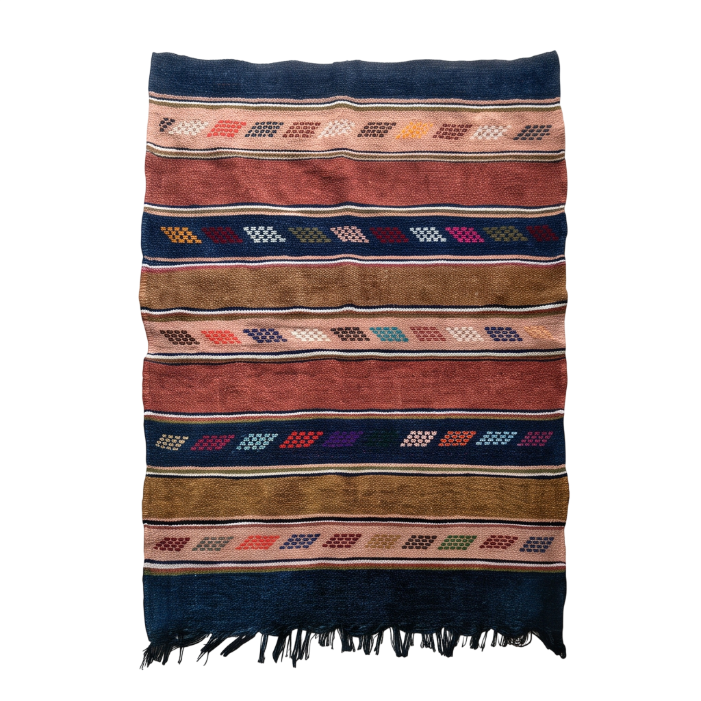 Tapis berbère bleu marine et terracotta 105x155 cm