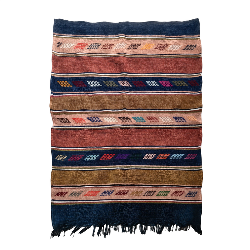 Tapis berbère bleu marine et terracotta 105x155 cm