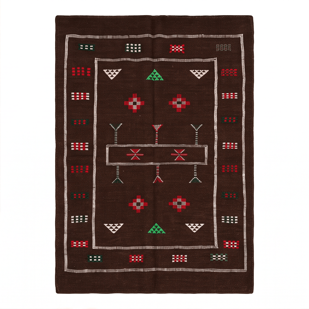 Tapis berbère brun médaillon central 100x150 cm