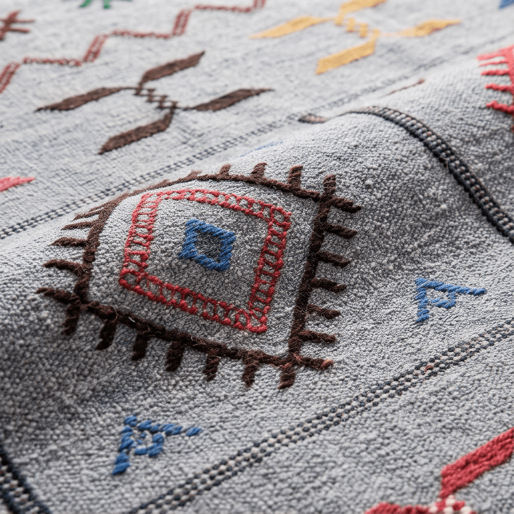Tapis berbère gris médaillons losanges