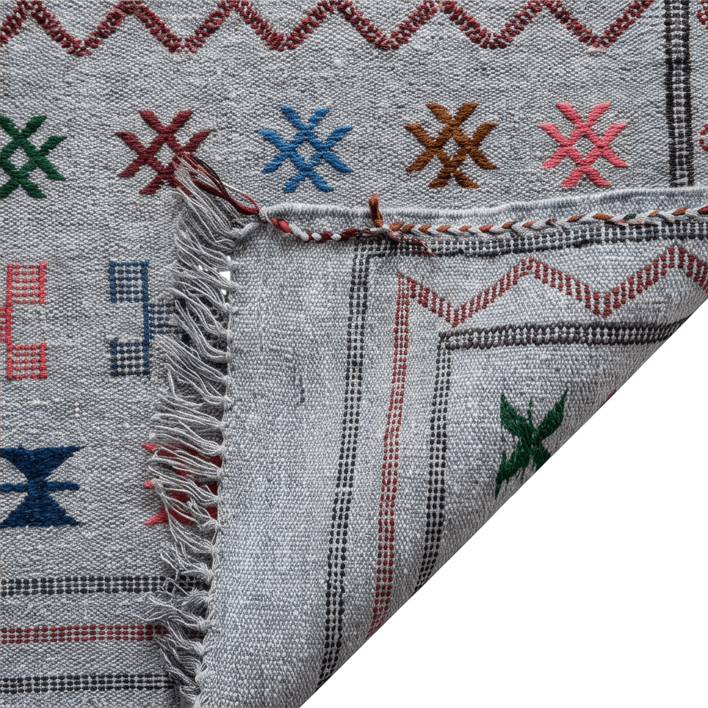 Tapis berbère gris médaillons losanges