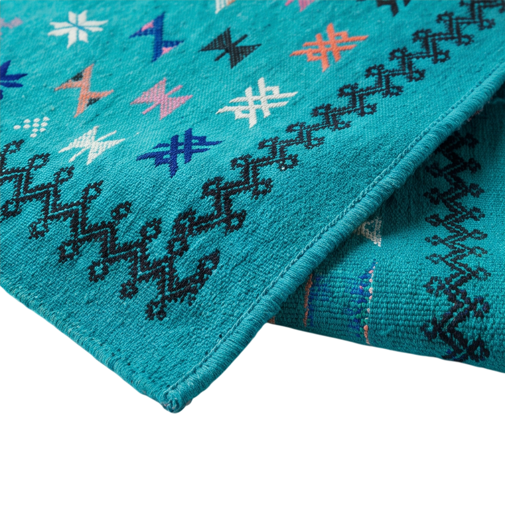 Tapis berbère bleu turquoise kilim 95x160 cm