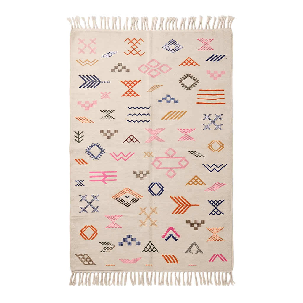Tapis berbère kilim symboles fluo