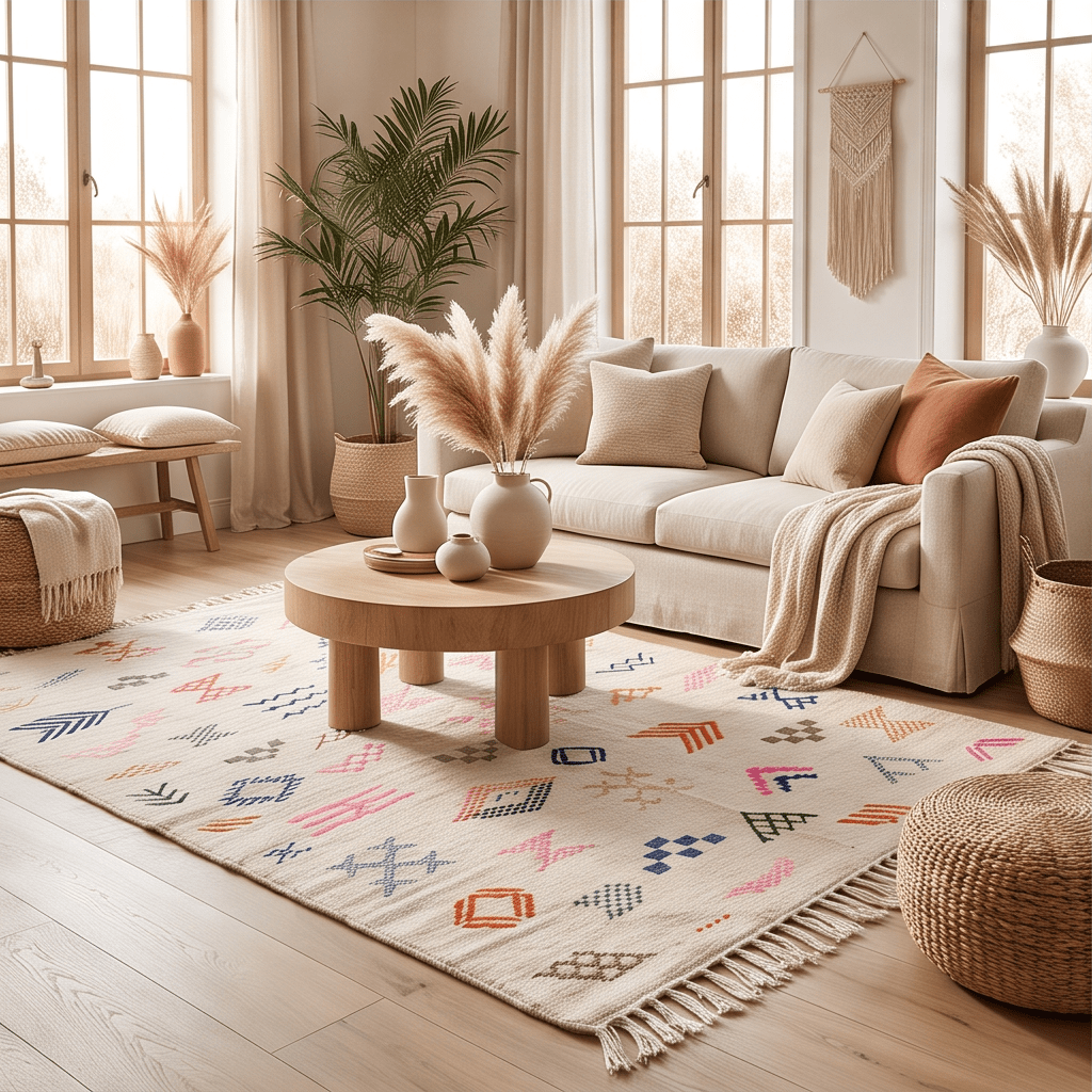 Tapis berbère kilim symboles fluo