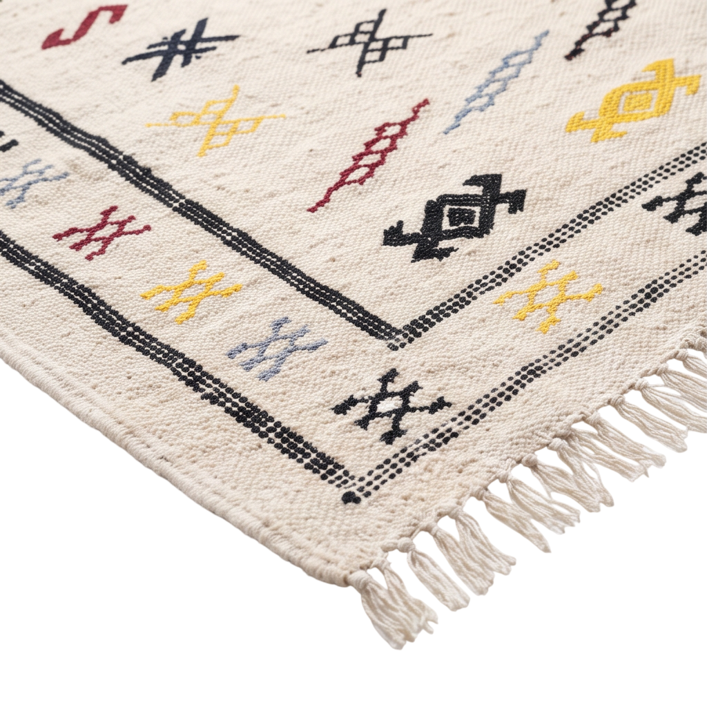 Tapis berbère blanc médaillon central 100x160 cm