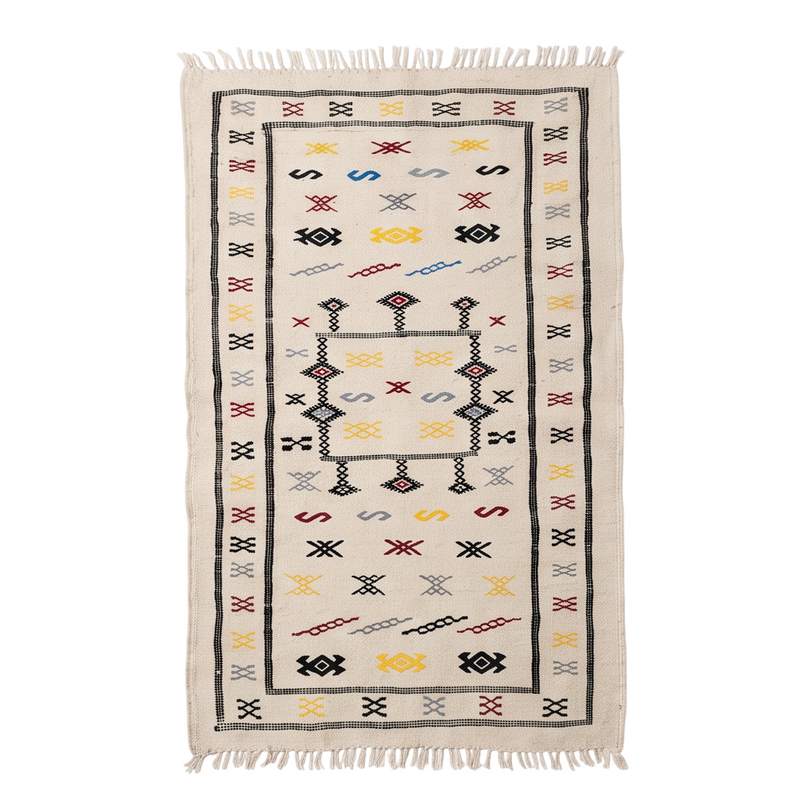 Tapis berbère blanc médaillon central 100x160 cm