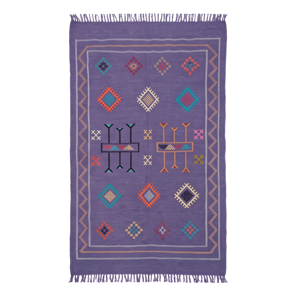 Tapis berbère violet motifs berbères