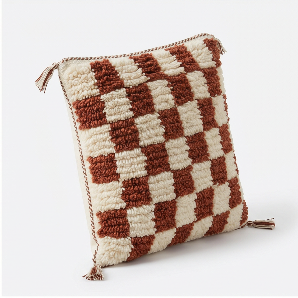 Coussin berbère damier marron