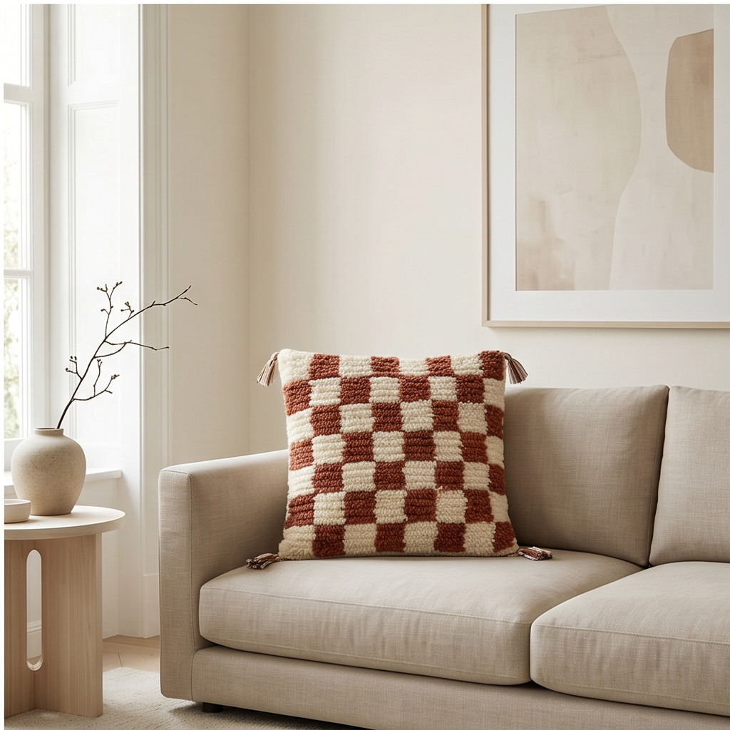 Coussin berbère damier marron