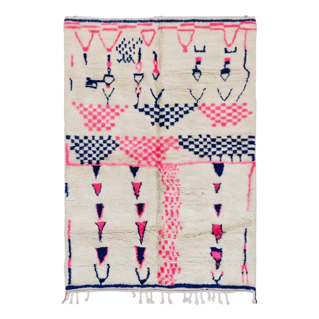 Tapis Azilal motif rose et bleu