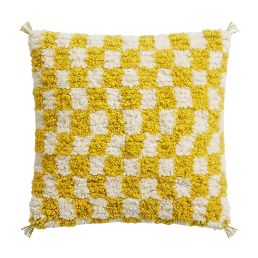 Coussin berbère damier jaune