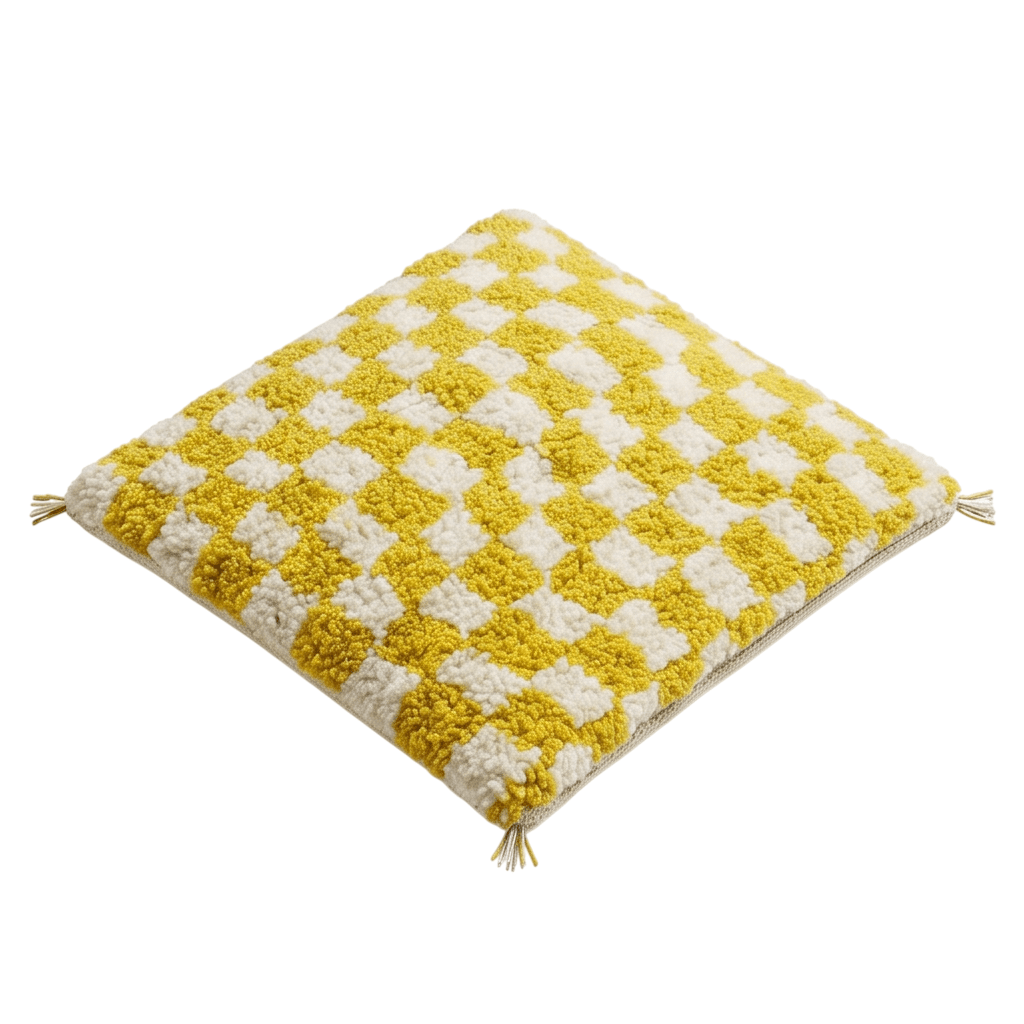 Coussin berbère damier jaune