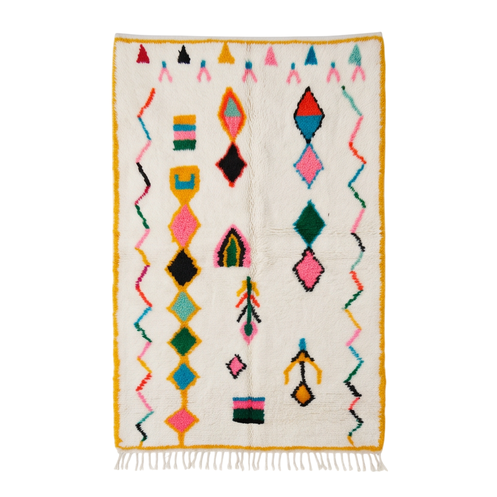 Tapis berbère Azilal bordure jaune