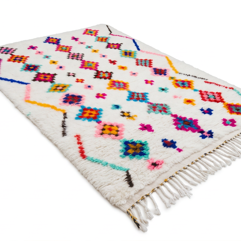 Tapis Azilal à losanges fleuris