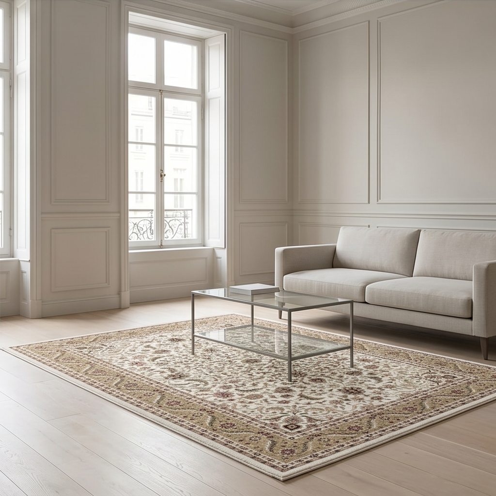 Tapis persan crème doré Lara - Laine