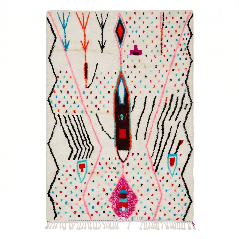 Grand Tapis Azilal pois colorés 200x300 cm