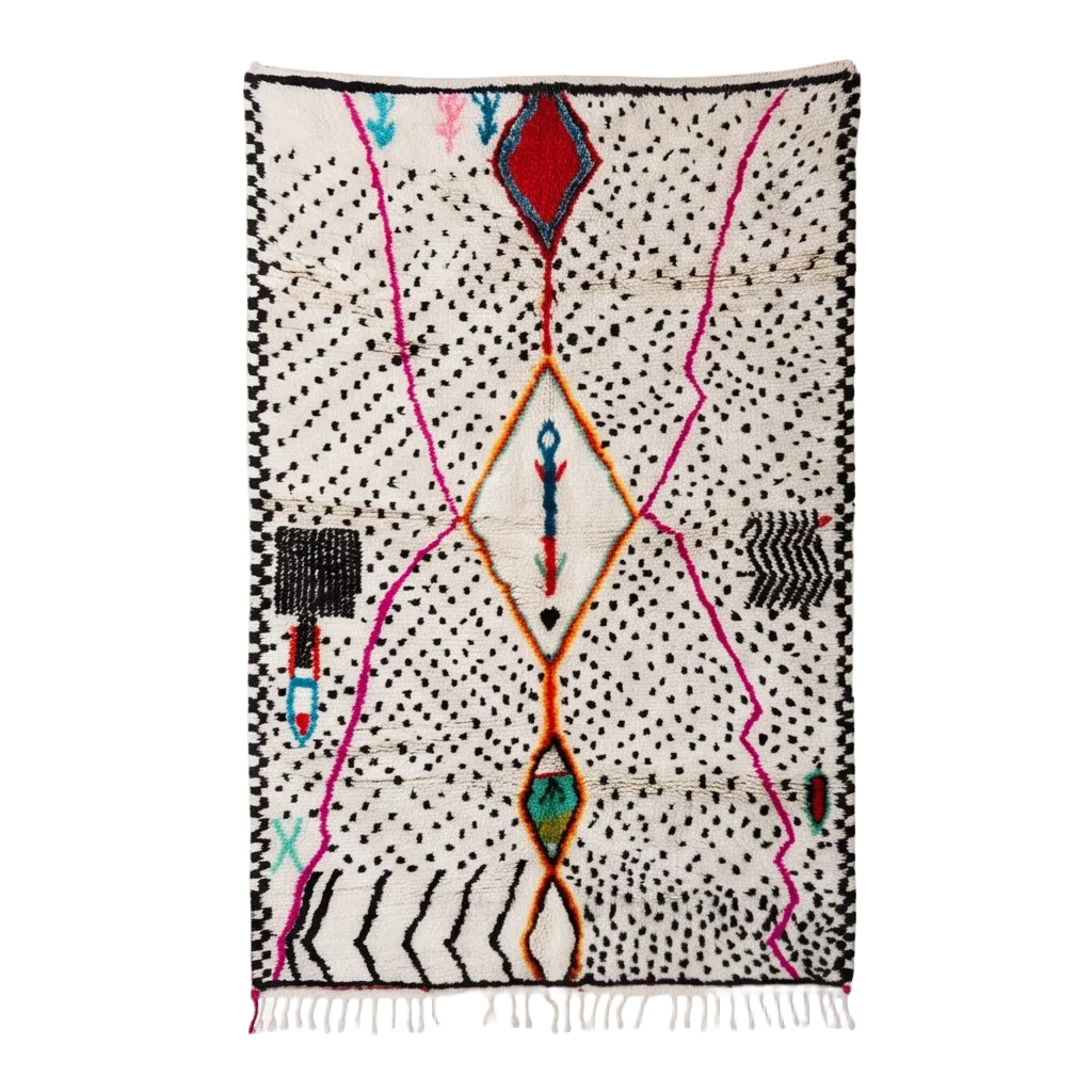 Tapis Azilal points noirs et médaillons colorés
