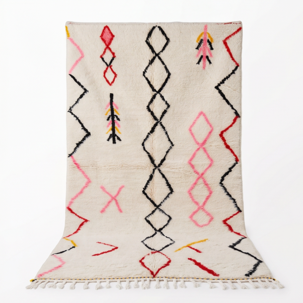 Tapis Azilal symboles tribaux multicolores