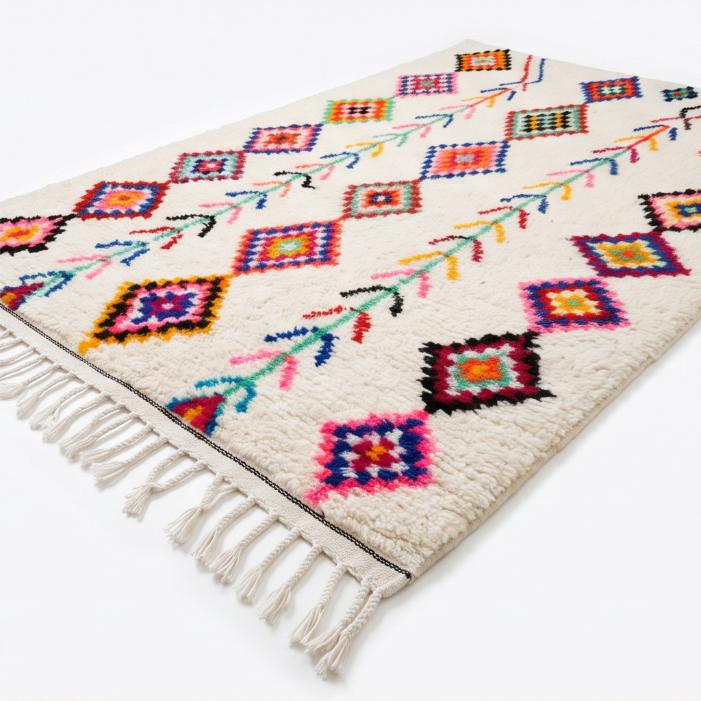 Tapis Azilal losanges et flèches multicolores
