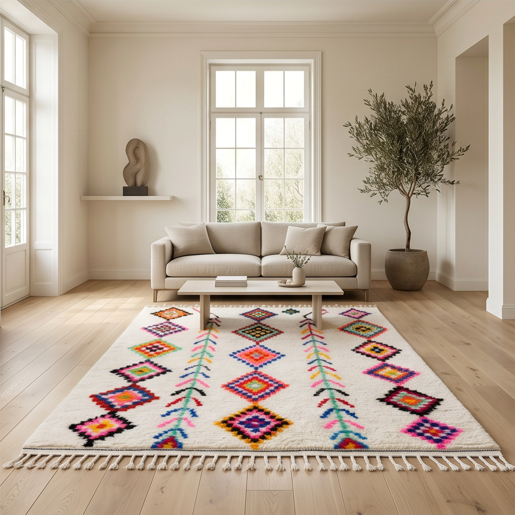 Tapis Azilal losanges et flèches multicolores