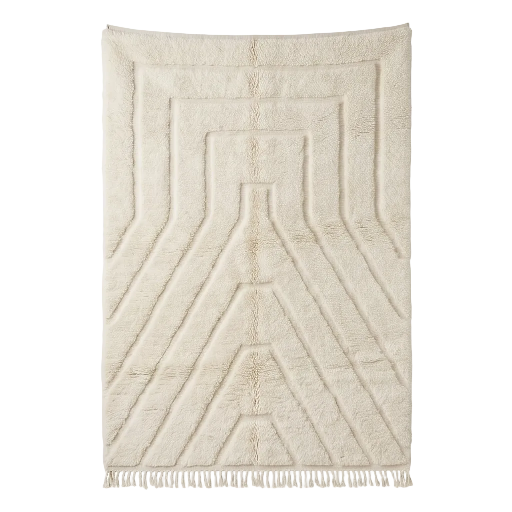 Tapis Mrirt blanc uni à lignes rayonnantes
