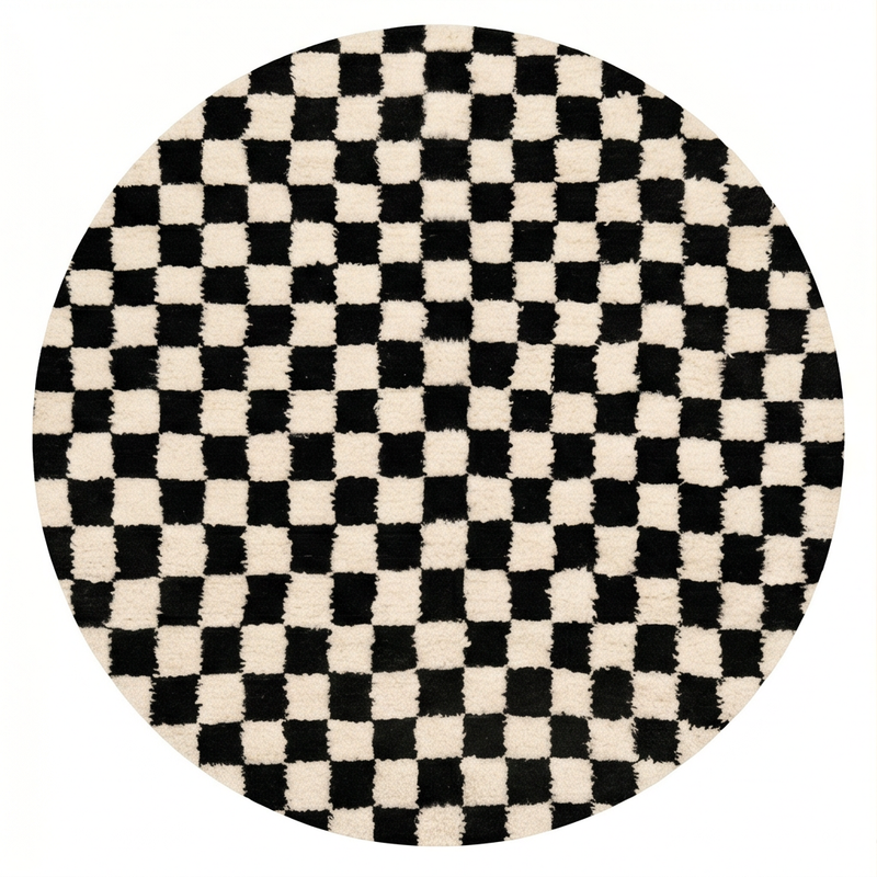 Tapis berbère rond damier - Sur mesure