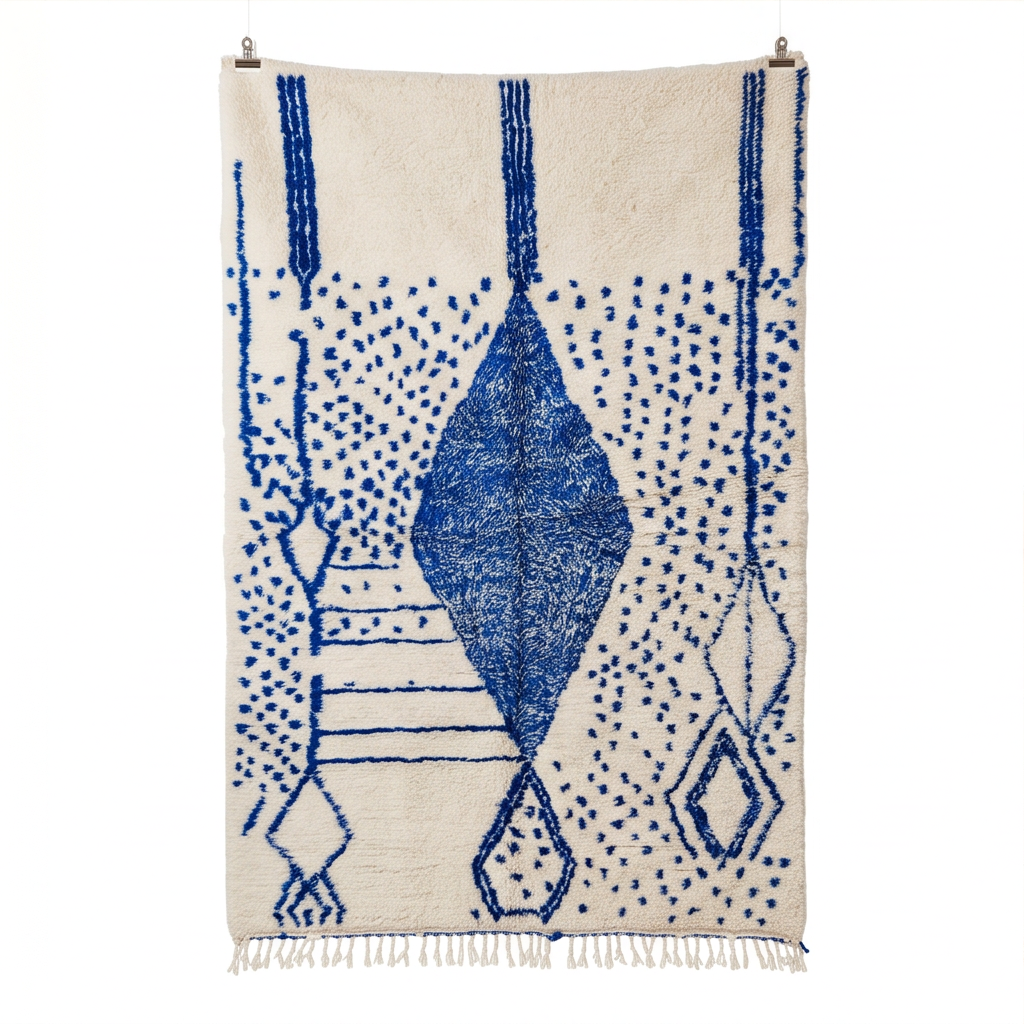 Tapis Azilal à médaillon bleu cobalt
