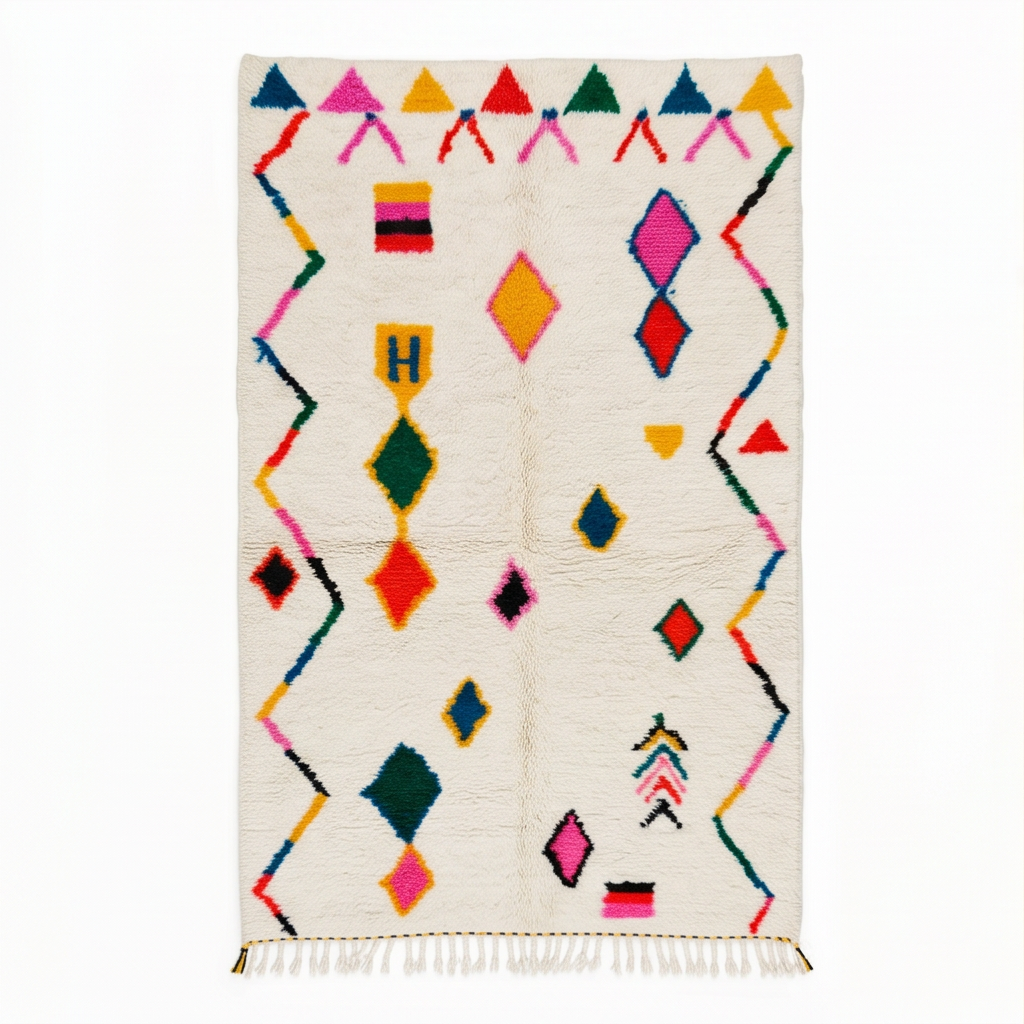 Tapis Azilal à losanges colorés épars