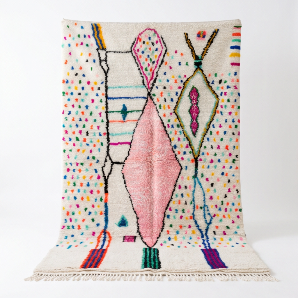 Tapis Azilal médaillon rose 200x300 cm