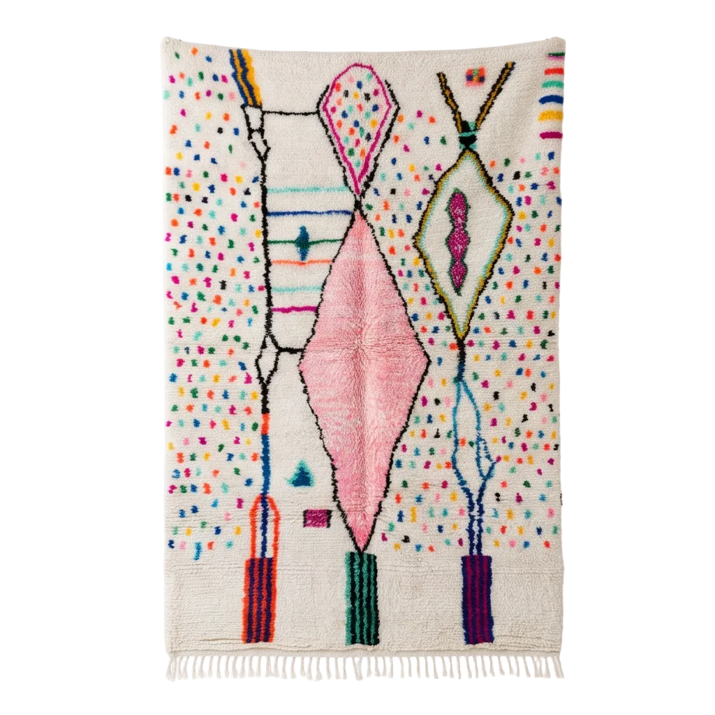 Tapis Azilal médaillon rose 200x300 cm