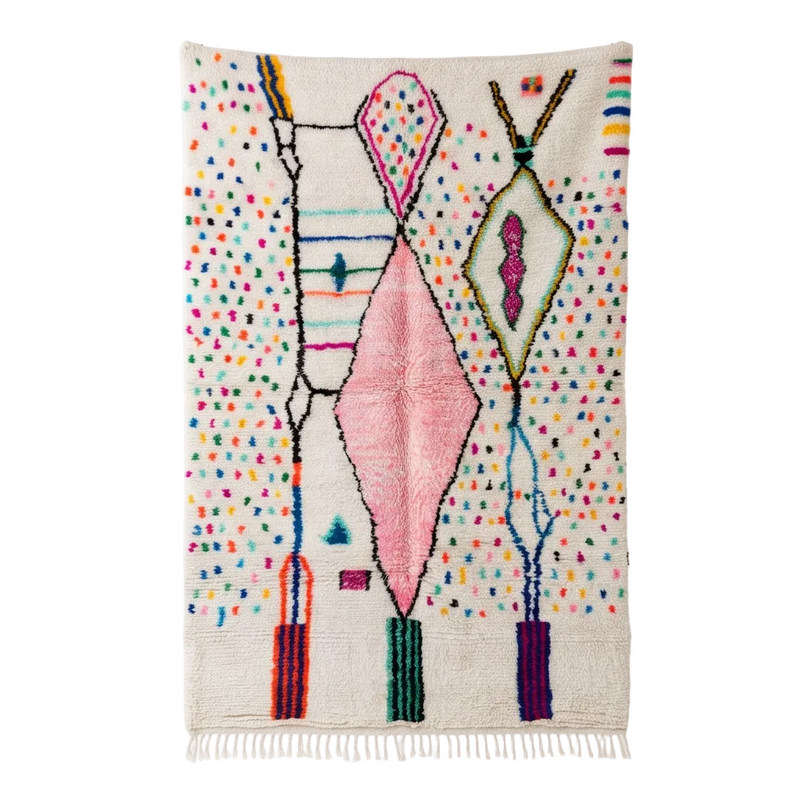 Tapis Azilal médaillon rose 200x300 cm